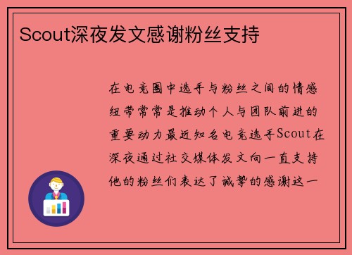 Scout深夜发文感谢粉丝支持