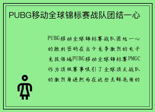 PUBG移动全球锦标赛战队团结一心